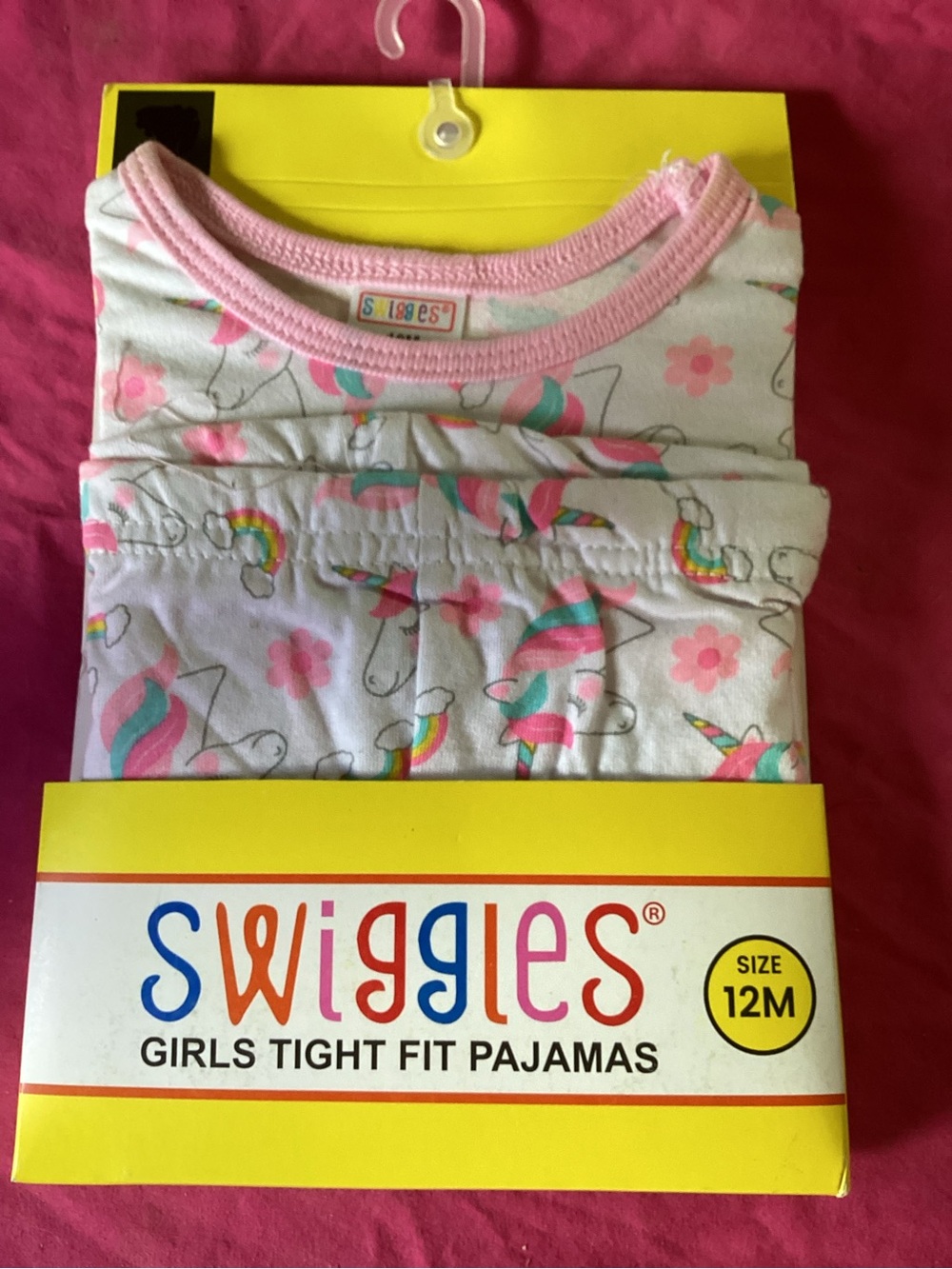 611-Swiggles Baby Girls Unicorn Tight Fit 2 Piece Pajama set size 12 Months